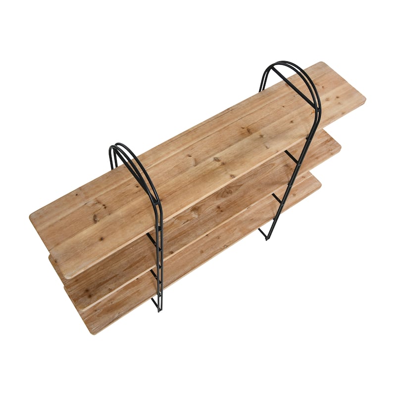 Wood and Metal Adjustable Shelving Unit - N/A
