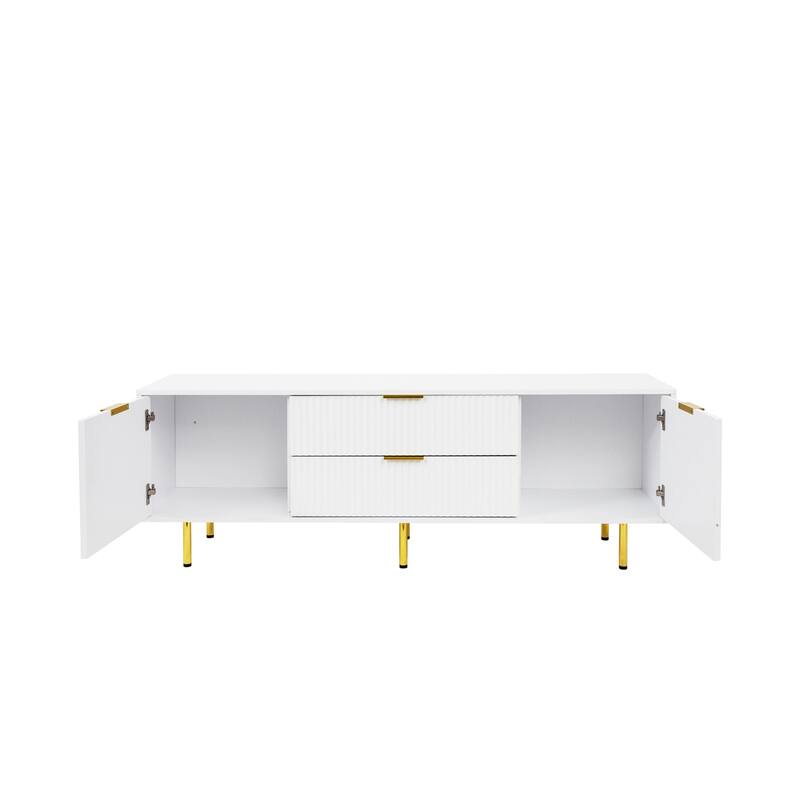 GDF Studio - Nainy Modern 63" Wide MDF Entertainment TV Stand with Storage Drawers for Living Room and Bedroom