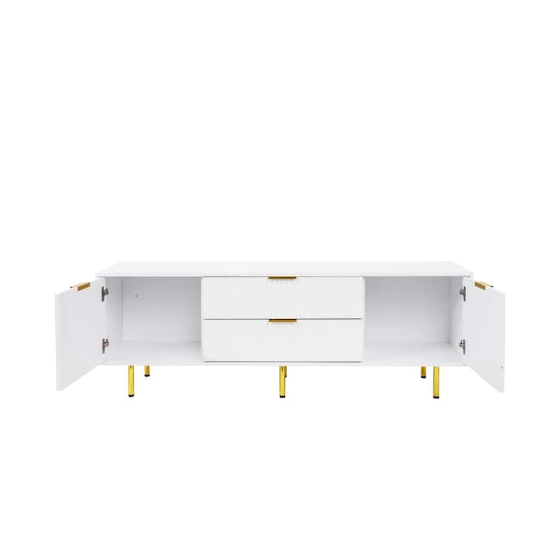 Wood TV Stand for TVs up to 70", Media Console Table with 2 Drawers