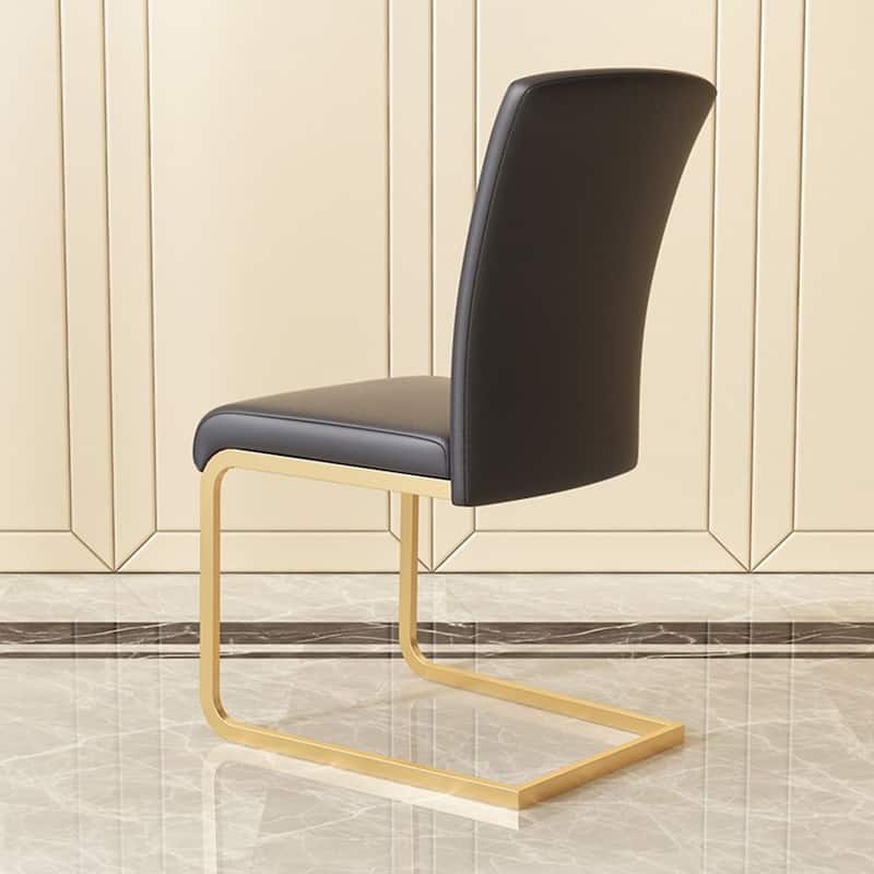 Luxury and Modern Home Dining Side Chair, White Leather Upholstered, Gold Legs, Set of 2, Assembly Needed - 37.80”
