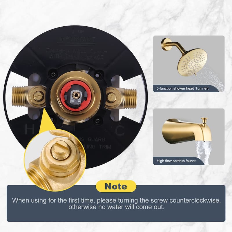 WOWOW Single Handle 5-Spray Shower Faucet with Tub Spout