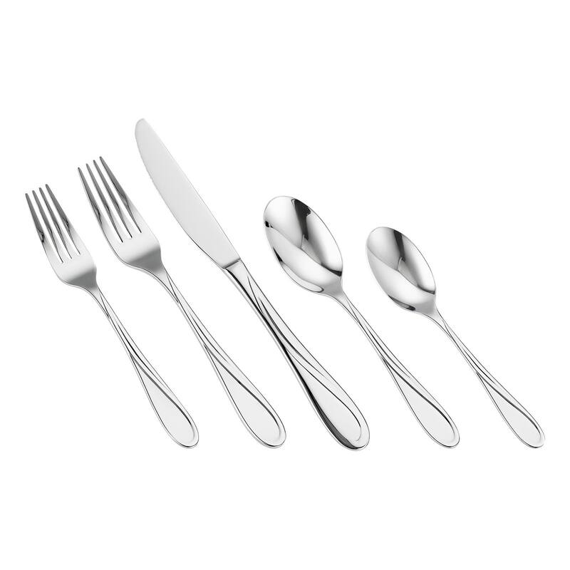 Stainless Steel Dishwasher Safe Silverware Flatware Utensil Set for Home Kitchen and Events - 45 PC - Silver