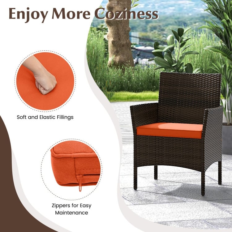 4 Piece Outdoor Rattan Patio Set with Cushions and Glass Table - 39.5" x 22.5" x 32"