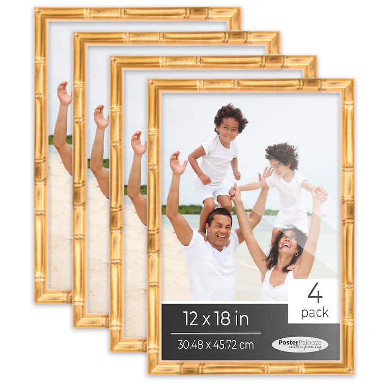 16x20 Gold Bamboo Picture Frame Set Pack of 4 16x20 Wood Picture Frames for Gallery Wall 4 16x20 Gold Bamboo Frames - Gold