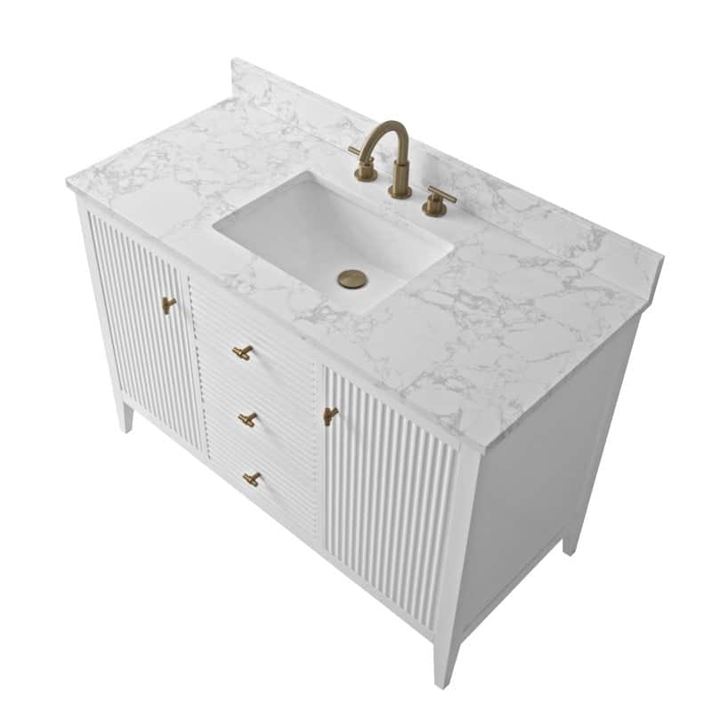 Vanity Art 48" Single Sink Bathroom Vanity Cabinet with Engineered Marble Countertop