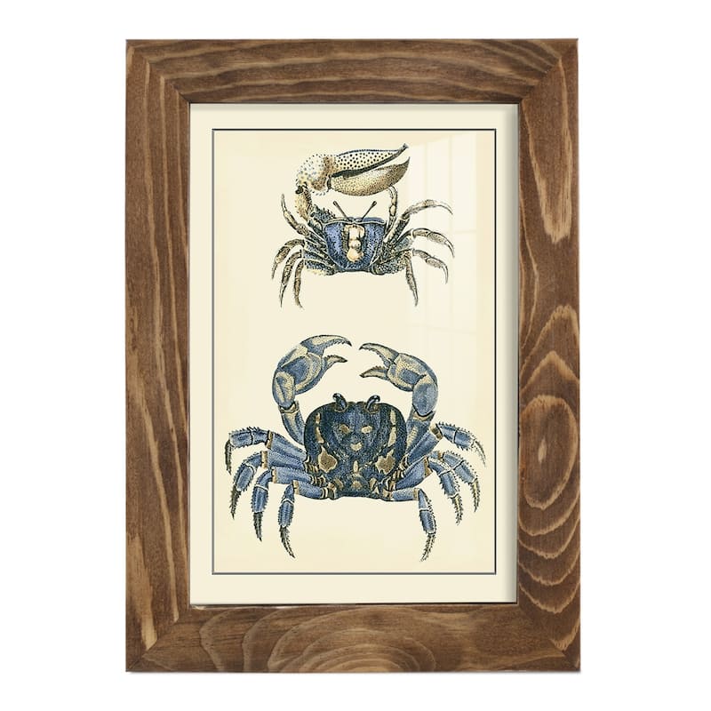 Antique Blue Crabs II -Framed Print w/glass-Cherry Red