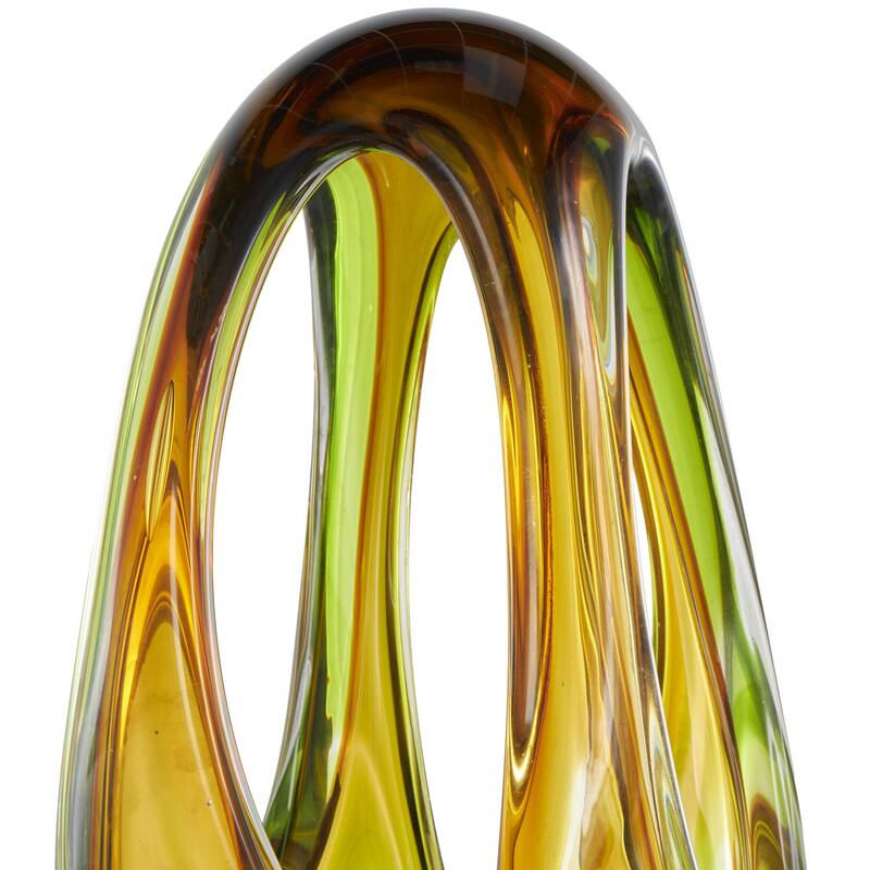 Glass Abstract Ombre Cutout Decorative Sculpture with Green Accents - Orange - Roche River Decor
