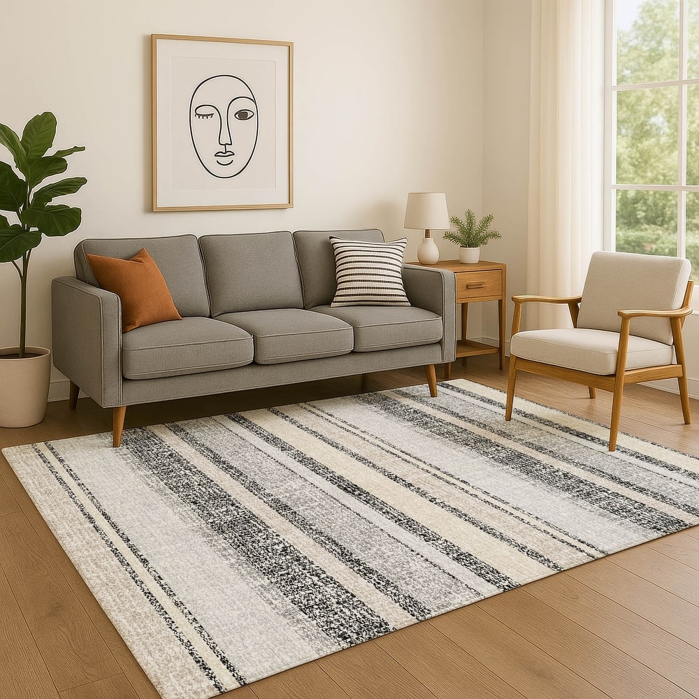 Premium Washable Super Soft Vintage Stripe Mayfield Rug