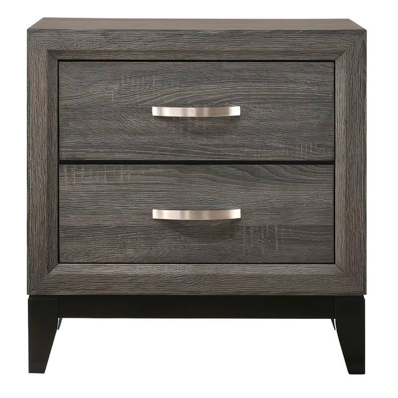 Gray Foil 2 Drawer 16 in. W Nightstand with Sturdy Hardware and Ample Storage