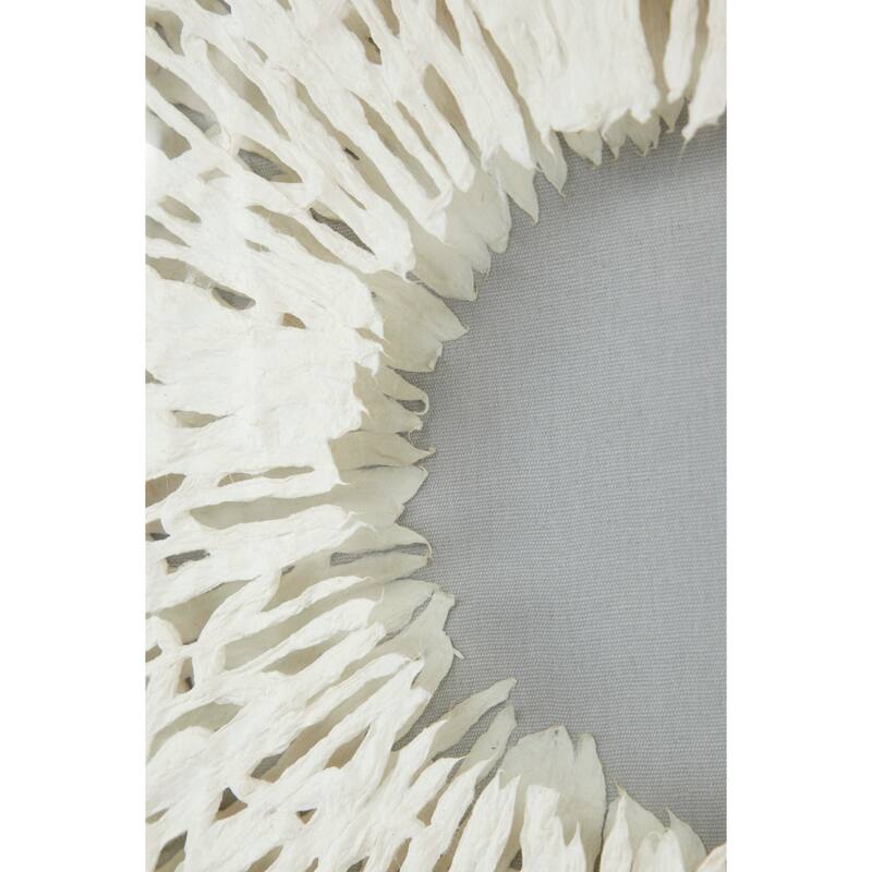 White Paper Handmade 3D Circle Origami Geometric Shadow Box with Canvas Backing
