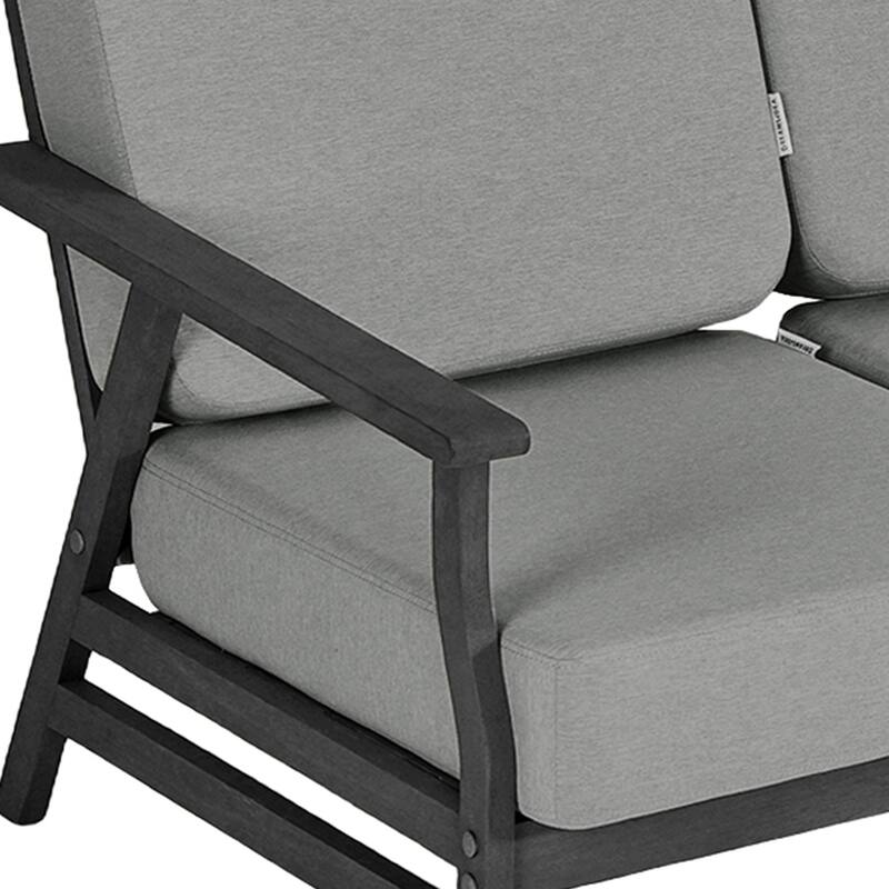 Casual Wood Cushioned 5-Piece Outdoor Patio Conversation Set