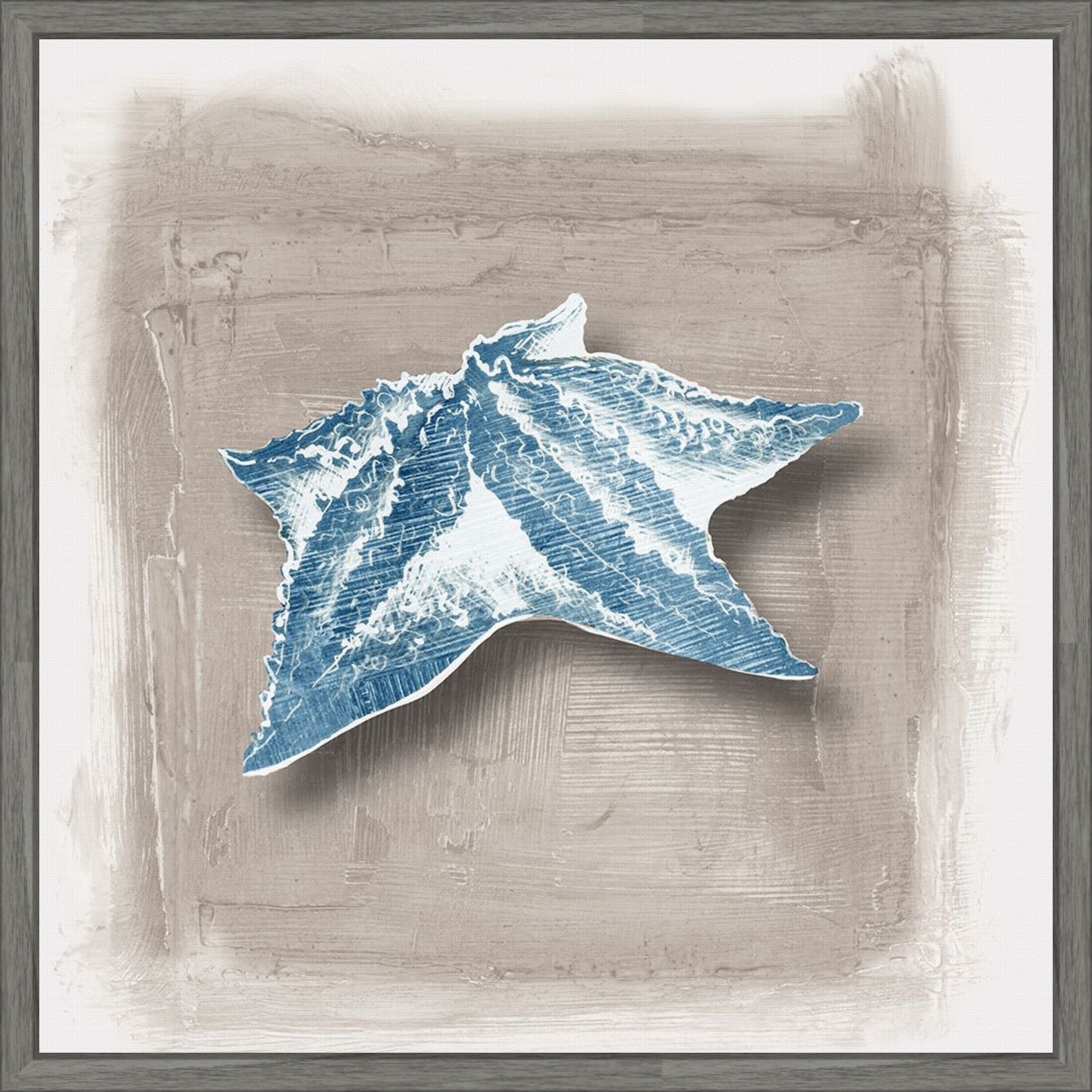 Blue Sea Life Textured Canvas I by PI Studio Framed Canvas Wall Art Print