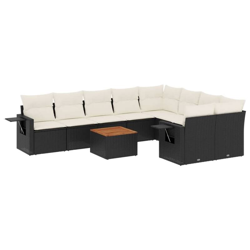 vidaXL Patio Sofa Set with Cushions Outdoor Furniture 10 Piece Poly Rattan