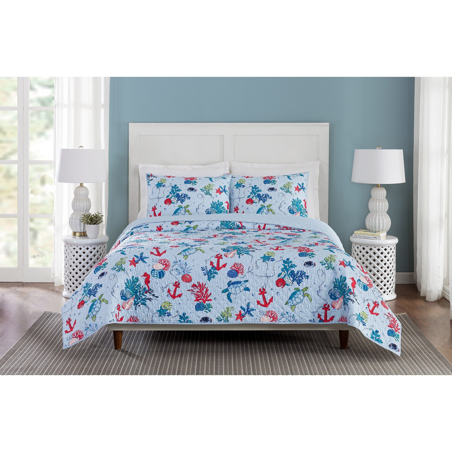 Vera Bradley Anchors Away 3 Piece Quilt Set Full Queen