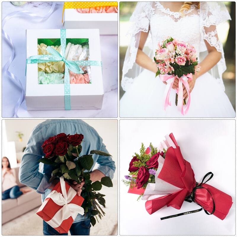 2pcs 1.5 Inch 10 Yard Satin Double Ruffle Edge Ribbon Solid Color