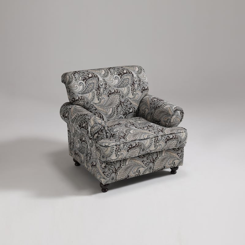 Morden Fort Classical Paisley Print Accent Chair with Rolled Arms