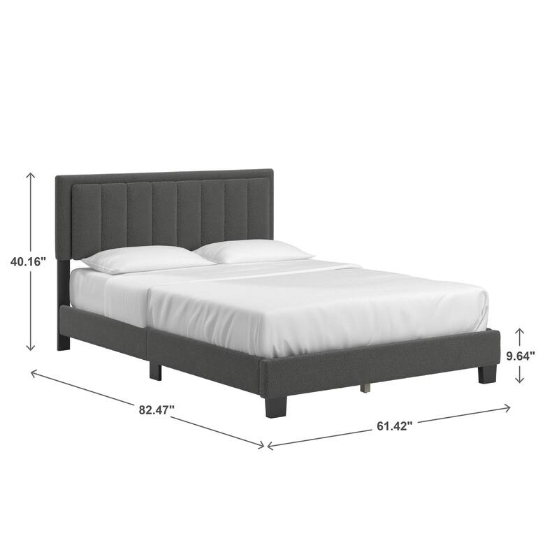 Tavyn Queen Platform Bed with Boucle Upholstery and LED Light Headboard by iNSPIRE Q Modern