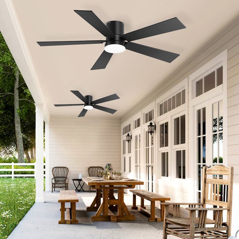 2 Set 42-inch Integrated LED Ceiling Fan with Light and Remote(5 Reversible Blades)