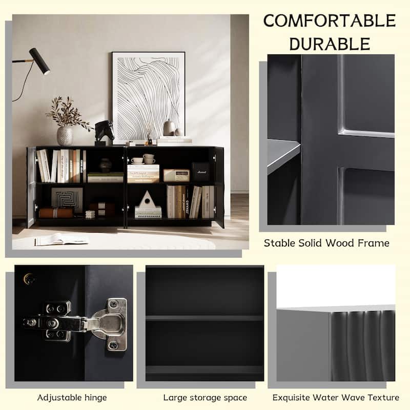 4 Doors Modern Storage Sideboard Cabinet with Freestanding Anti Dumping