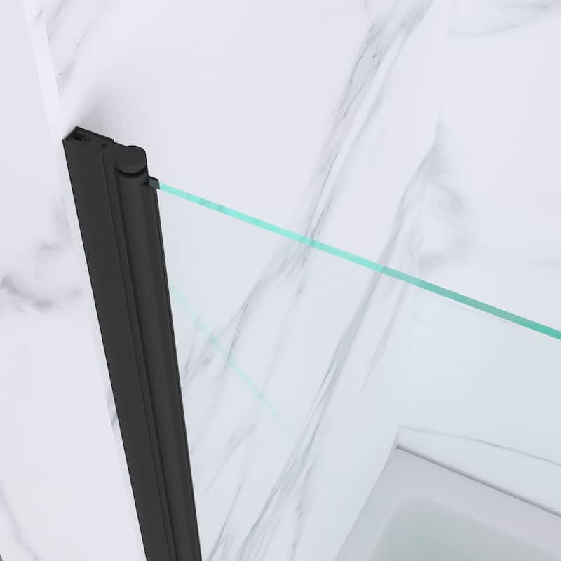39 in. W x 55 in. H Pivot Tub Door in Matte Black with Clear Tempered Glass