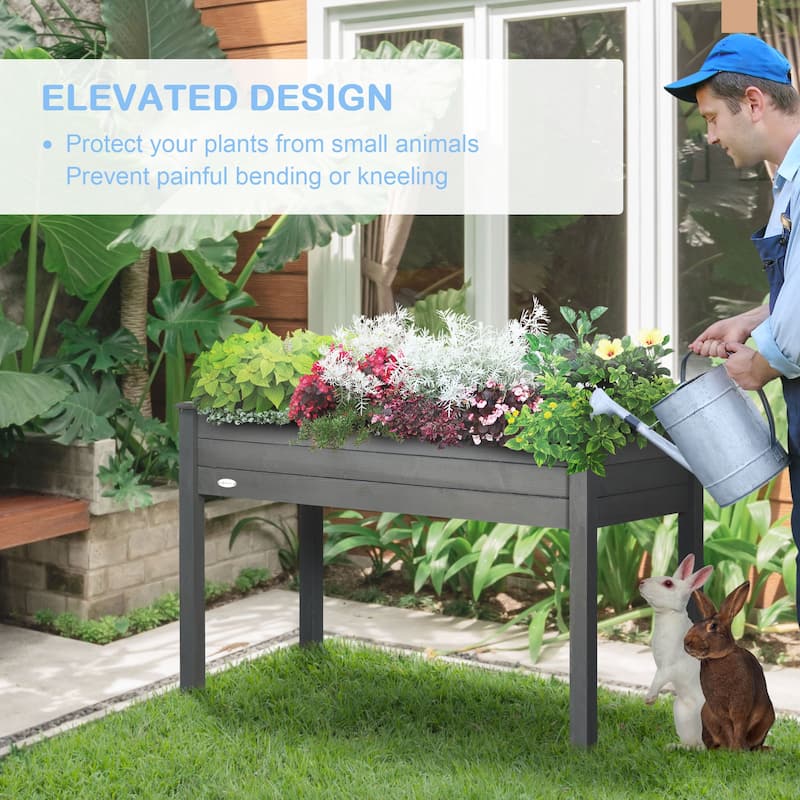 Outsunny 48" x 22" x 30" Raised Garden Bed Wooden Planter Box