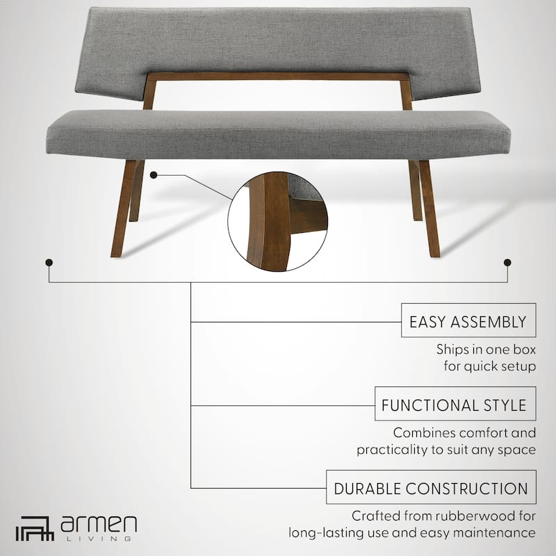 Channell Mid-Century 63" Upholstered Wood Entryway Dining Bench