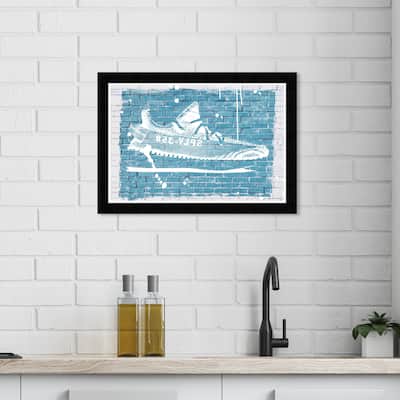 Wynwood Studio Canvas Fashion and Glam Sporty Sneaker Graffiti Blue and Modern & Contemporary Wall Art Canvas Print