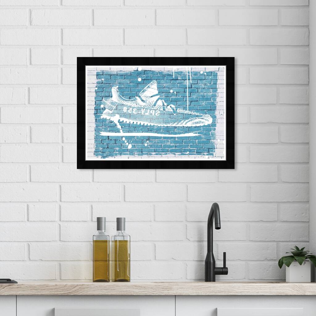 Wynwood Studio Canvas Fashion and Glam Sporty Sneaker Graffiti Blue and Modern & Contemporary Wall Art Canvas Print