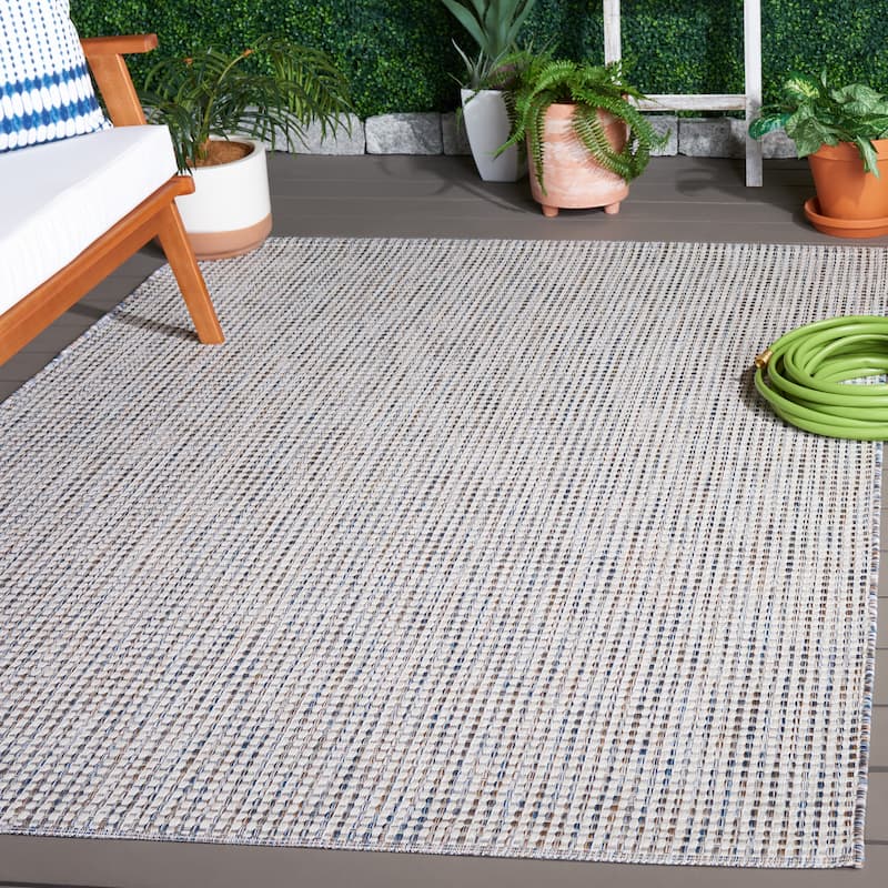 SAFAVIEH Courtyard Jessy Casual Waterproof Patio Backyard Rug - 5'3" x 7'7" - Ivory/Beige Grey