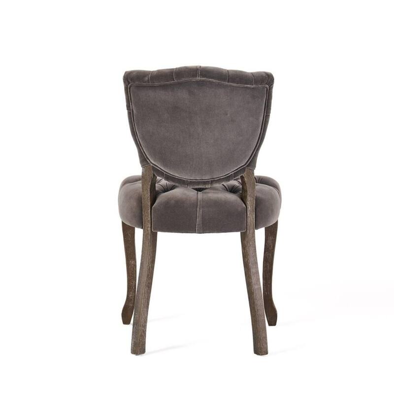 Roomfitters Tufted Accent Chairs Set of 2, Vintage Upholstered Dining Chairs with Curved Wood Legs, Grey Velvet