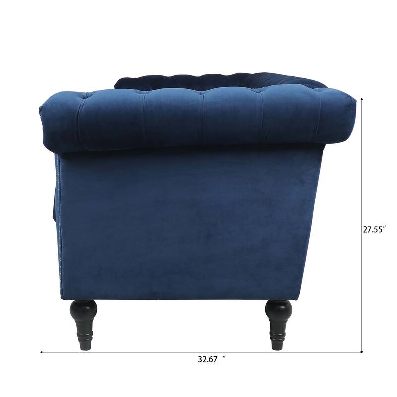 Traditional Sofa Couch 82.5" Width Square Arm Removable Cushion 3 Seater Sofa