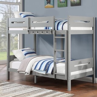 Gray Twin/Twin Bunk Bed with Ladder
