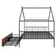 preview thumbnail 12 of 13, Black Full Size Metal House Bed with Two Drawers & Roof