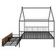 preview thumbnail 27 of 28, Full Size Metal House Bed with Two Drawers and Roof for Kids, Boys and Girls, Bedroom