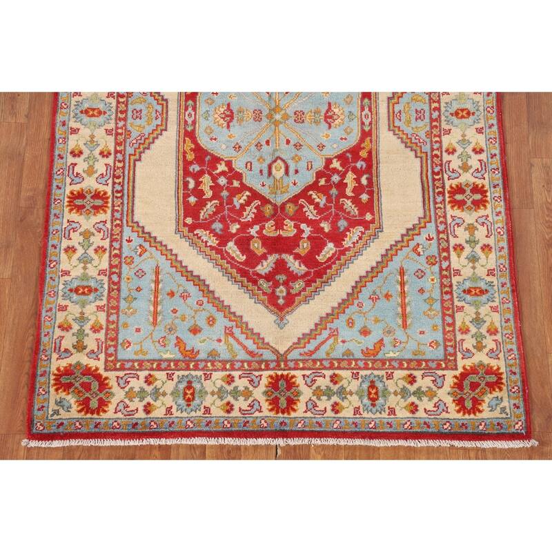 Kazak Oriental Area Rug Handmade Blue Wool Carpet - 4'0"x 5'11"