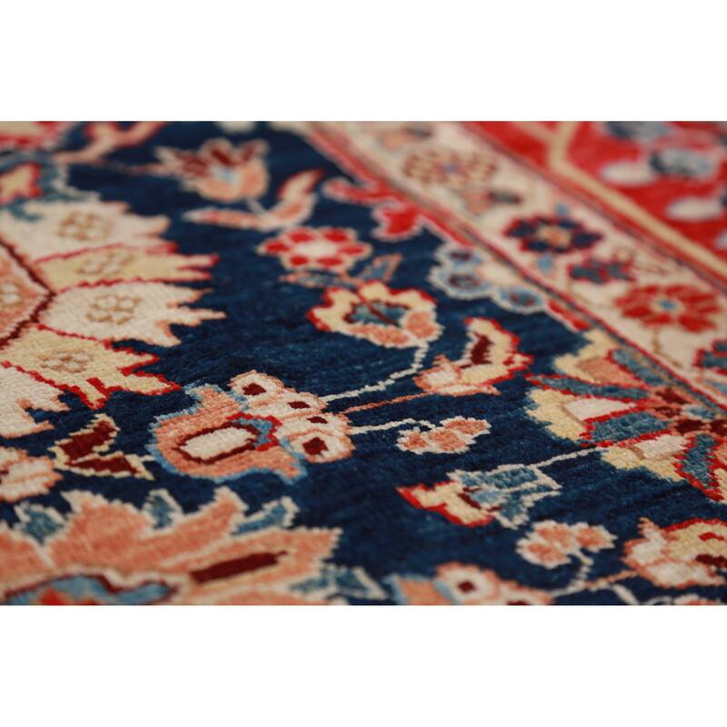 Vegetable Dye Navy Blue Heriz Serapi Oriental Rug Handmade Wool Carpet - 8'4"x 9'10"