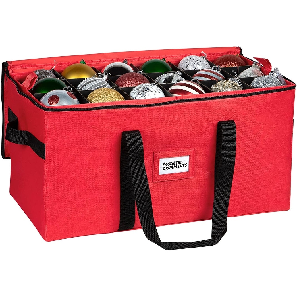 Christmas Ornament Storage Container - Heavy Duty 600D Tear Resistant  Material, Zippered, Adjustable Dividers - On Sale - Bed Bath & Beyond -  36856206