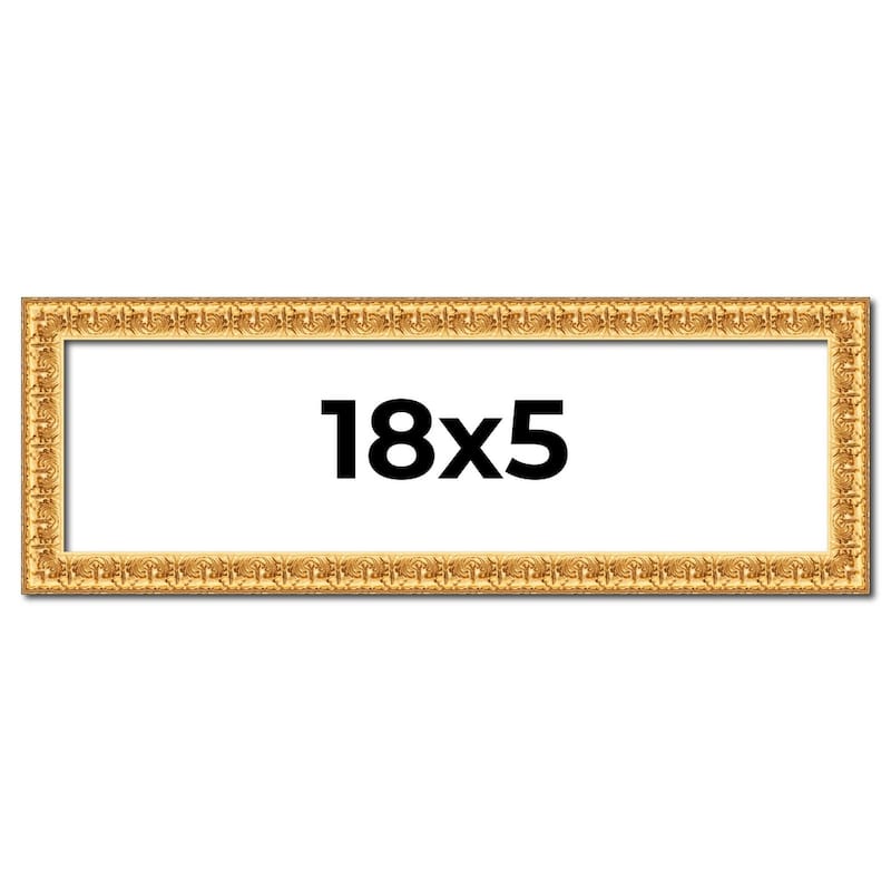 18x5 Frame Gold Real Wood Picture Frame Width 1 inches | Interior