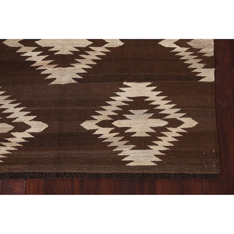 Natural Dye Contemporary Tribal Kilim Wool Area Rug Flat-woven Carpet - 4'8" x 6'8"