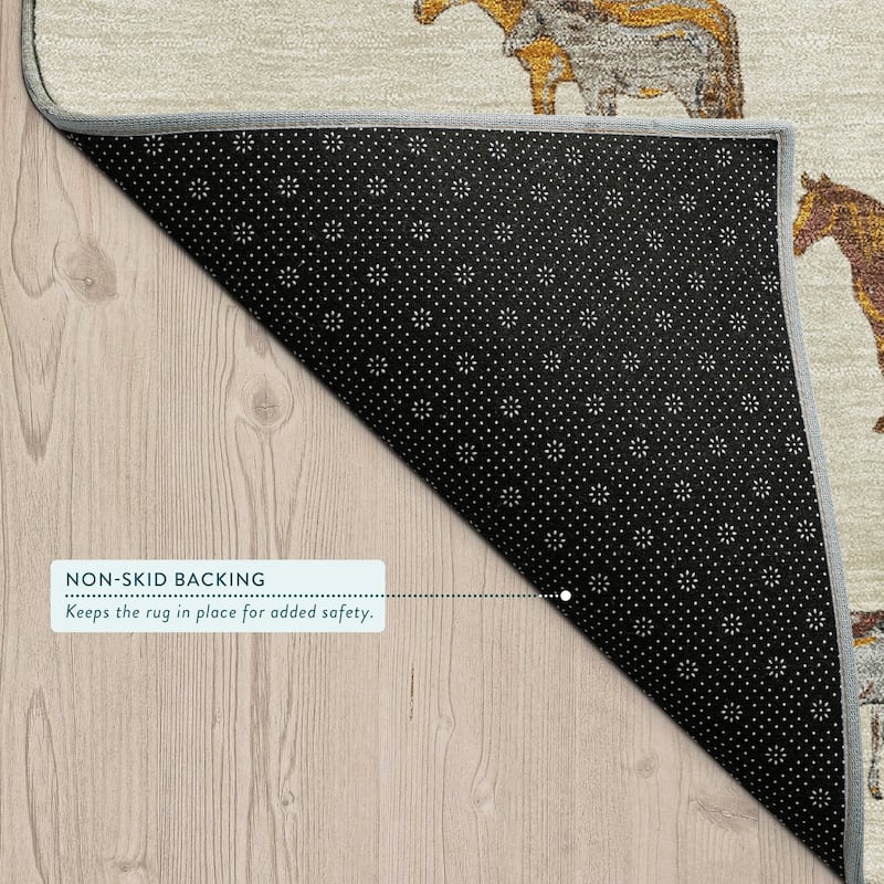 Machine Washable Indoor/ Outdoor Horses Chantille Rug