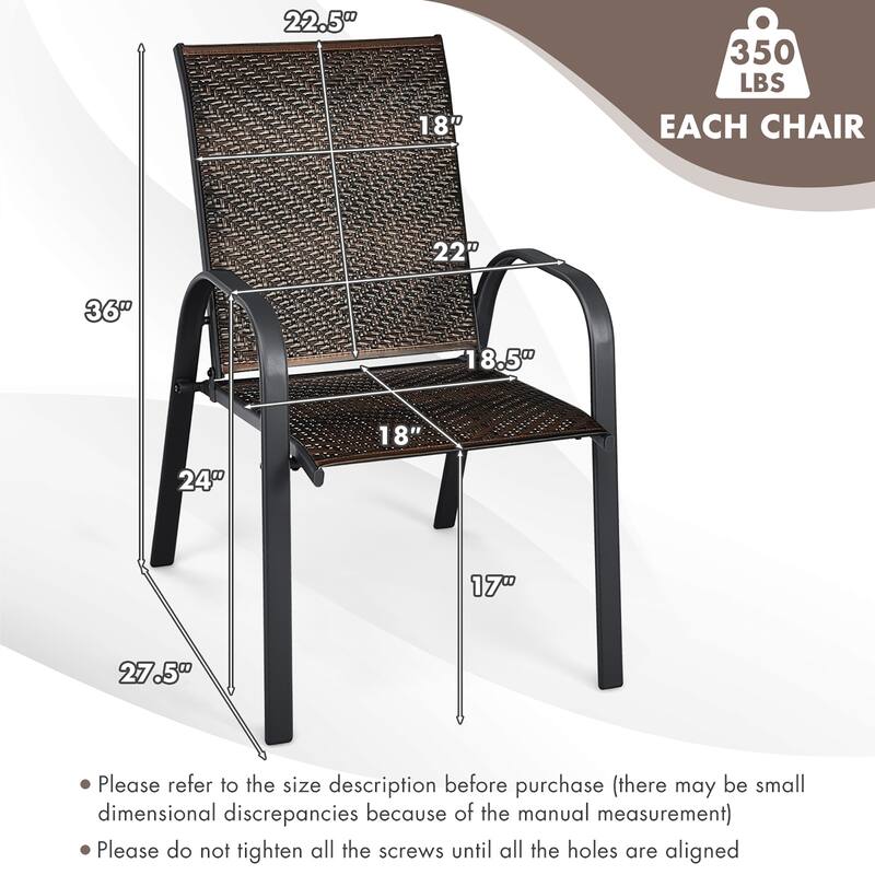 Costway Set of 12 Patio Rattan Dining Chairs Stackable Armrest Garden - See Details