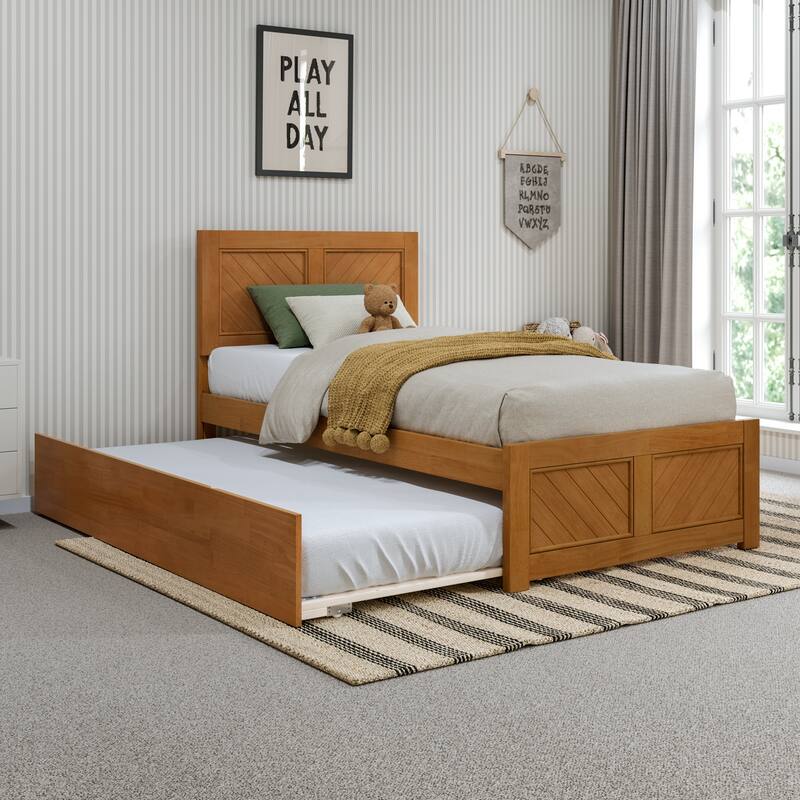 AFI, Canyon Platform Bed with Matching Footboard & Trundle - Light Toffee - Twin