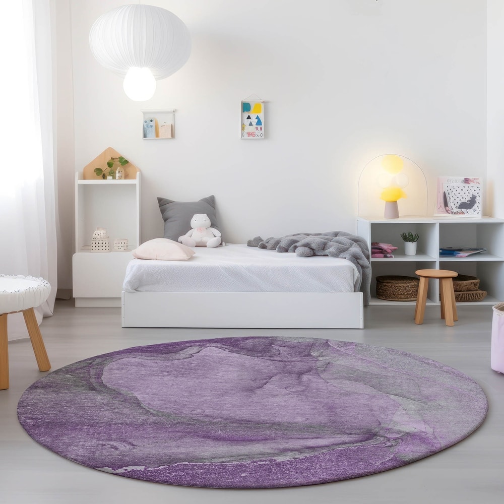 Machine Washable Indoor/ Outdoor Abstract Chantille Rug