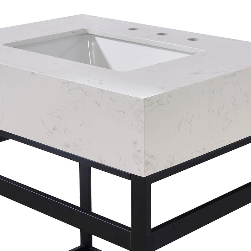 Altair Merano Bathroom Vanity Countertop in Aosta White Apron Finish Without Vanity