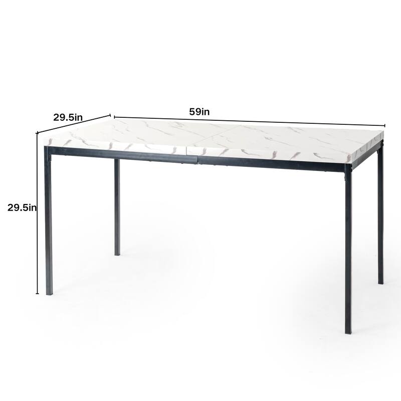 Homy Casa Modern Dining Office Table, 59in Rectangular Wood Top, Black Legs