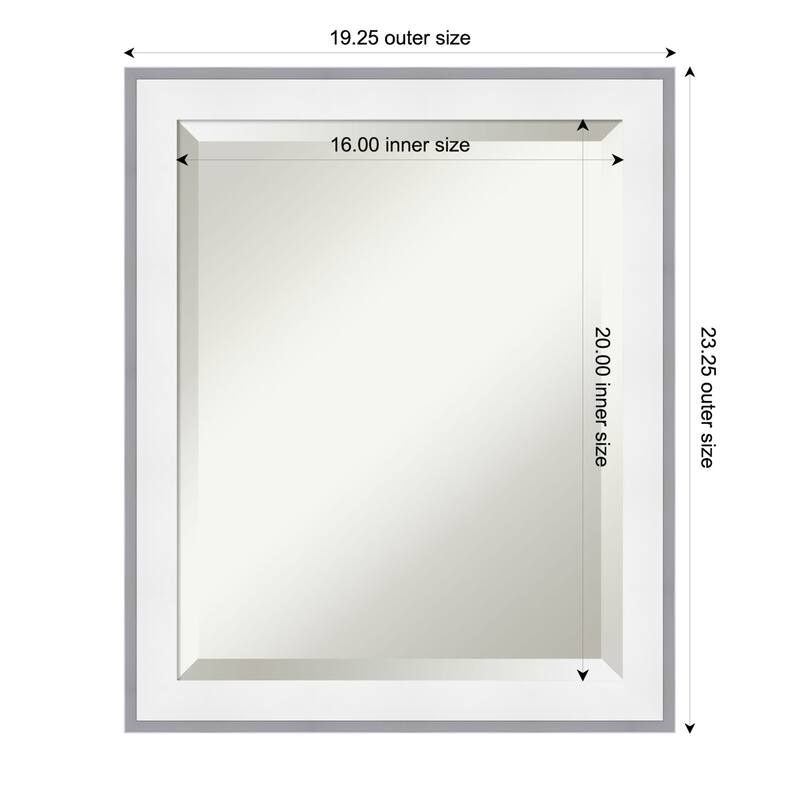 Maya Beveled Framed Wall Mirror - 19 x 23 in - Maya White Silver