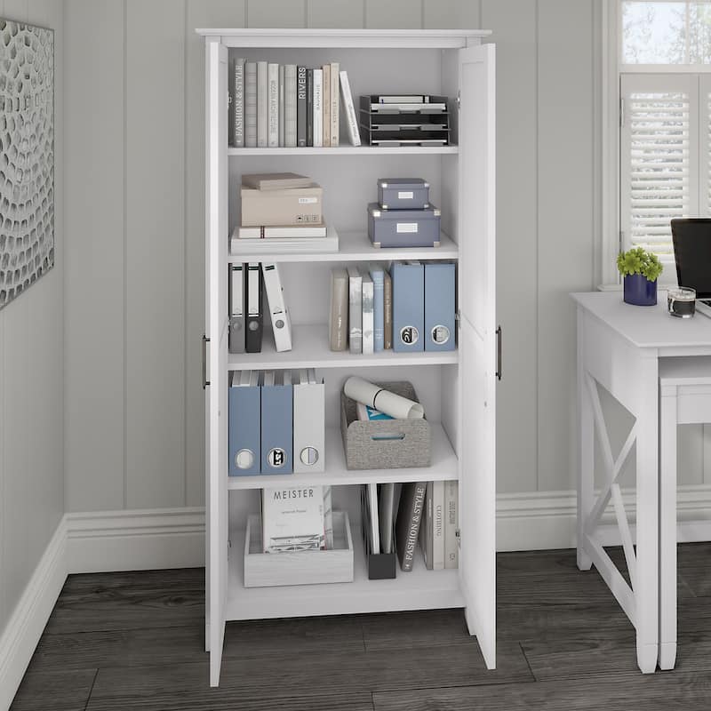 Key West Tall Storage Cabinet with Doors and Shelves by Bush Furniture
