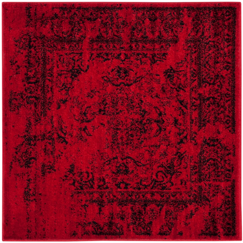 SAFAVIEH Adirondack Sierra Vintage Oriental Distressed Rug - 4' Square - Red/Black