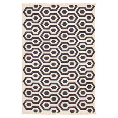 Ankara FW Black, White Kilim 5'4" x 8'0" - 5'4 x 8'0