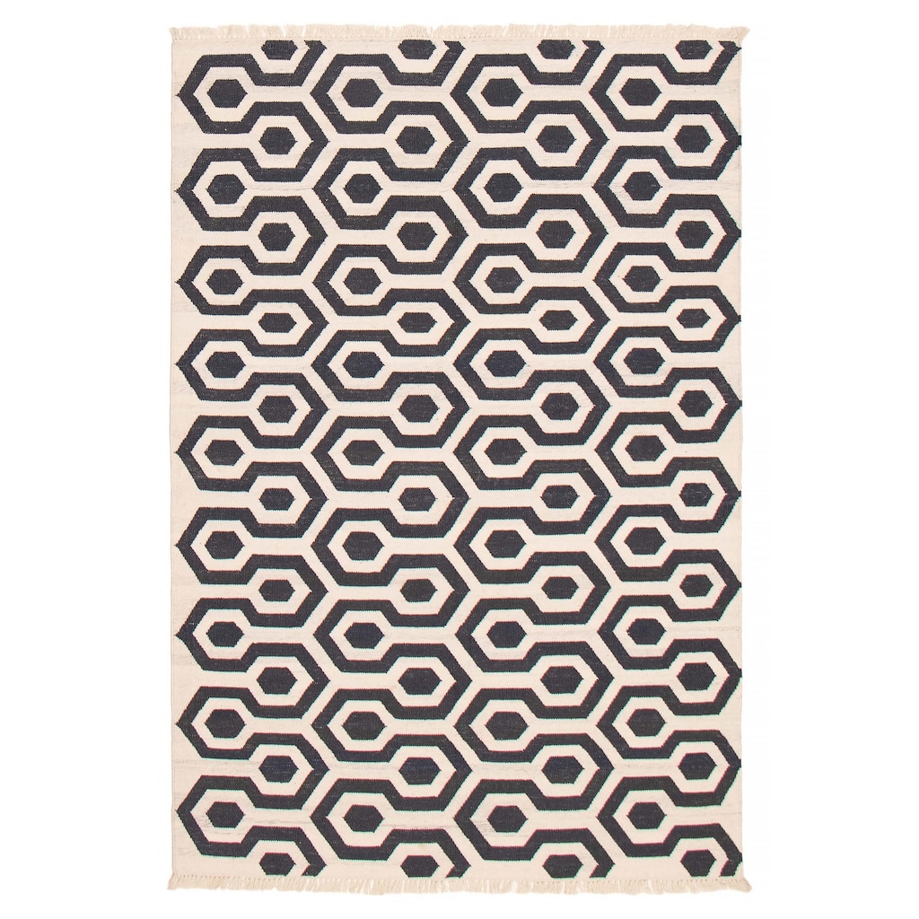 Ankara FW Black, White Kilim 5'4" x 8'0" - 5'4 x 8'0